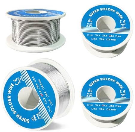 YOOSI 2 PCS Alambre para Soldadura sin Plomo,Diámetros 0.8/1mm, Hilo de Soldadura Electronica,Hilo de soldar sin gas, alambre con núcleo de fundente adecuado para soldar Soldador de estaño