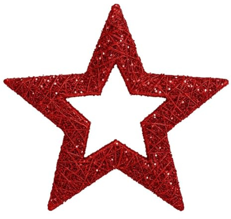 Riffelmacher Deko Glitter-Stern 15 cm 17360 | Rot - Baumschmuck Weihnachten