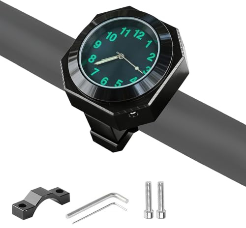 Pengrity Motorrad Uhr Wasserdicht, Fahrrad Uhr, fahrraduhr für Lenker, Quarz-Design Motorrad Uhr Lenker Design in Aluminiumlegierung, Durchmesser 22-26 mm
