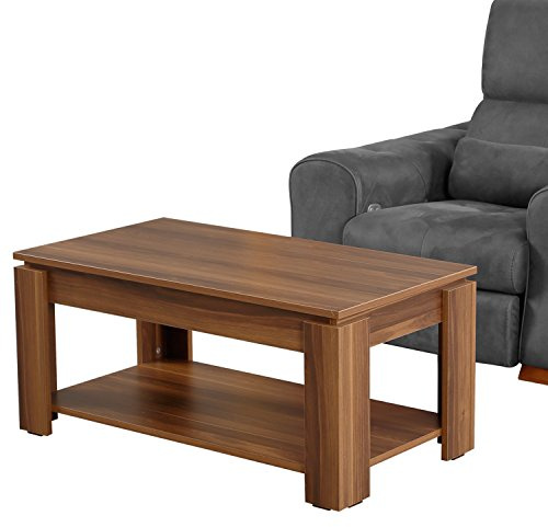 Hanah Home Modern Walnut Coffee Table, 104 x 56 x 47 cm | 100% Melamine Coated Particle Board, 18 mm Thick | Stylish & Functional Design for Living Spaces