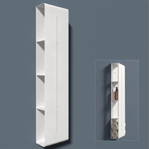 doporro Wandregal Bad schmal 4 Etagen Metall Weiß, 90x20x9 cm | Regal Badezimmer, Duschregal zum Bohren, platzsparende WC-Aufbewahrung, perfekt als Duschablage und Badablage,Reglo-16