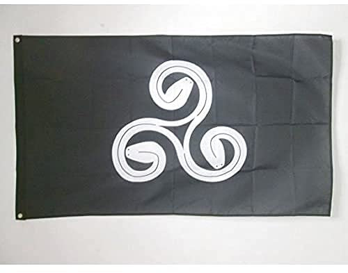 AZ FLAG - Drapeau Bretagne Triskell Triserpent - 150x90 cm - Drapeau Triskell Breton 100% Polyester Avec Oeillets Métalliques Intégrés - Pavillon 110 g