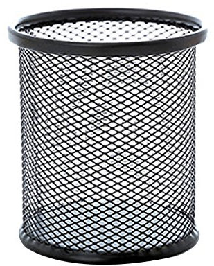 Gemini_mall® Black Wire Mesh Pen Pencil Holder Pot Desk Tidy Organizer Container (Black Round)