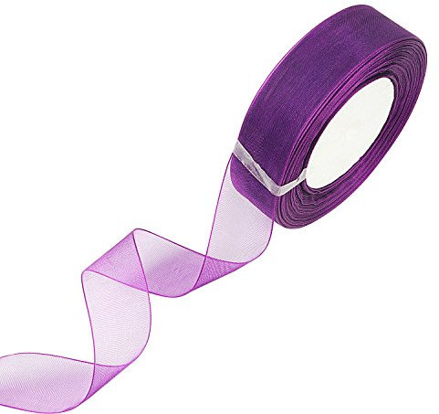molshine 25mm x 45m/Rolle schimmerndes Organzaband,Chiffon-Stoffbänder für Blumensträuße,Girlanden,Schleifen,Hochzeiten,Geschenkverpackungen,Haare,Kunsthandwerk,Dekoration(Violett)