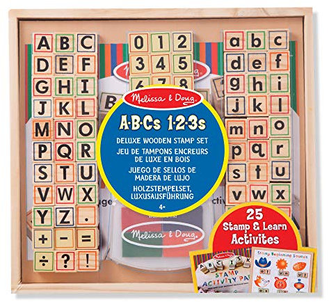 Melissa & Doug 40118 Stempelset mit Buchstaben und Zahlen aus Holz