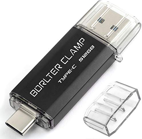 Clé USB Type C 512 Go, BorlterClamp Double Connecteur Mémoire Stick USB A et C 3.0 OTG U Disque pour Smartphone Android Samsung S10/S9, Huawei Honor, etc., Tablette et Ordinateur (Noir)