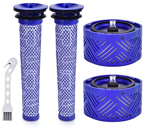 Artraise Filtro di ricambio per aspirapolvere Dyson V6 Cordless Stick Vacuum/V6 Absolute, confezione da 2 filtri HEPA post e 2 pre-filtri, sostituisce le parti 965661-01 e 966741-01