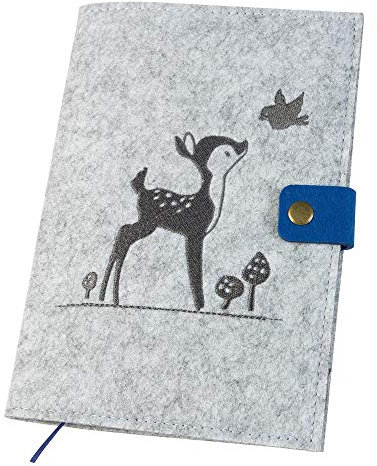 luxdag U-Heft Hülle mit Druckknopf aus Filz (Farbe & Stickerei wählbar) - Hülle für Kinderuntersuchungsheft & Impfpass - Organizer - Geschenk für werdende Mütter & Baby