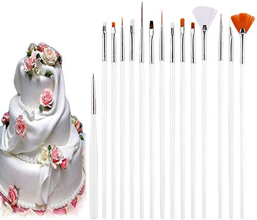 Voarge 15 Stück Kuchen Malpinsel Set Fondant Gebäck Dekoration Pinsel für DIY Ton Handwerk Werkzeugset, Fondant Kuchen Bürsten Set Fondant Kuchen dekorieren Malerei Pinsel