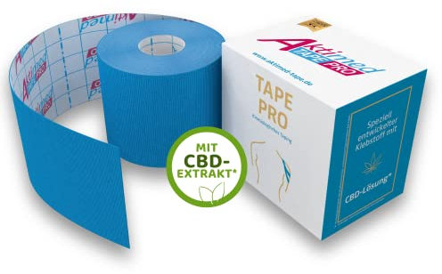 AKTIMED Tape Pro CBD Kinesiologie Tape - Sporttape mit Premium CBD-Extrakt - patentbasiertes Physiotape Dermatest „sehr gut“ - Kinesiologie Tapes elastisch & wasserfest
