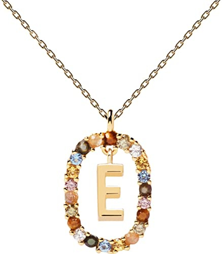P D PAOLA - Halskette Buchstabe E- 925er Sterlingsilber 18k Vergoldung - Damenschmuck