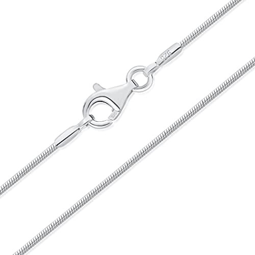 DTPsilver® 925 Sterling Silber Dünne Halskette/Schlangenkette - Karabinerverschluss - Breite: 1 mm - Länge: 40 cm
