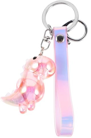 Amosfun Rosa Dinosaurier Keychain Spaß Zone Schlüsselring Acryl Tier Tasche Anhänger Schlüssel Halter für Frauen Mädchen Dinosaurier Themed Party Favor