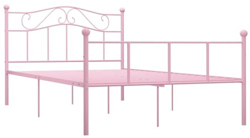 vidaXL Bettgestell Bett Metallbett Schlafzimmerbett Doppelbett Bettrahmen Schlafzimmermöbel Ehebett Lattenrost Rosa Metall 140x200cm
