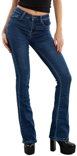 Toocool Jeans Damen Hose Skinny Push Up Pfote Elefant Glocke XM-986, dunkelblau, S