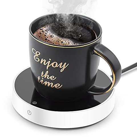 Suewow Calentador de café, calentador de tazas, calentador de tazas de mesa, calentador de bebidas eléctrico con 3 ajustes de temperatura, con encendido/apagado automático y protección automática de