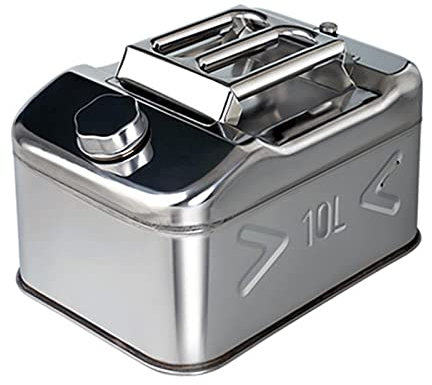 Vuulian Jerry Can 304 Contenedor de Combustible de Gasolina Diesel de Acero Inoxidable con sput de Colada Flexible - Plata (10-40L)