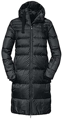 Schöffel Damen Down Coat Kenosha L, wind- und wasserabweisender Daunenmantel mit RDS-zertifizierten Federn, leichte Winter Wanderjacke mit Wärmekragen und Kapuze, black, 48