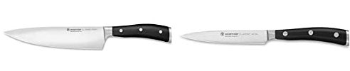 WÜSTHOF Classic Ikon Kochmesser 20 cm, Schwarz & Classic Ikon Gemüsemesser 12 cm, Schwarz