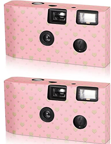 2 Pack Disposable Camera for Wedding, 34mm Single Use Camera with Flash Disposable Cameras One Time Camera Black and White Film for Gathering Wedding Anniversary Travel Camp Party Supply