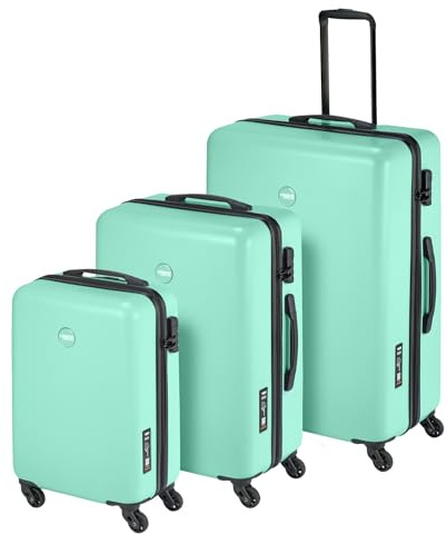 Princess Traveller Koffer Set - PT01 - Reiskoffer mit 4 Rollen - Pacific Mint Grün - Dreiteilige Kofferset - Koffer & trolleys - hartschalenkoffer