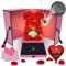 Teddy Rose Bear Gifts for Women Mom Flower Bear Rose with Box Lights I Love You Necklace 100 Languages Ear Studs Balloon Gift Card Romantic Mother Day Valentine Anniversary Birthday Gifts (Red)