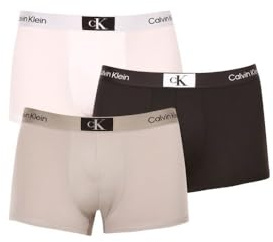 Calvin Klein Herren 3er Pack Boxershorts Low Rise Trunks mit Stretch, Mehrfarbig (Black/Authentic Grey/White), XXL