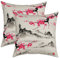 2er Set Kissenbezüge Japanischer Stil Kissenbezüge 45x45cm Japanischer Ukiyoe Dekokissen für Home Dekor Kissenhülle Kissenbezug Umkehrbar Sakura Blume Traditionelle Retro Rosa Wurf Dekokissen