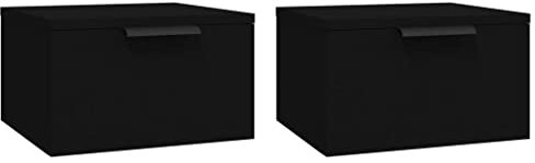 vidaXL Wand Nachttisch 2 STK., Nachtkommode Nachtschrank Hängend, Wandboard Wandregal mit Schublade, Schwebend Nachtkonsole für Schlafzimmer, Schwarz