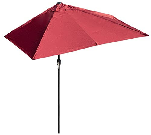 Halber Sonnenschirm Rechteckig Klein Balkonschirm 200/250CM, Wasserdicht Sonnenschutz Halbschirm Kurbelschirm, Grün, Weiß, Rot, Braun (Color : Red Umbrella, 68x45x23cm : 200x100cm)