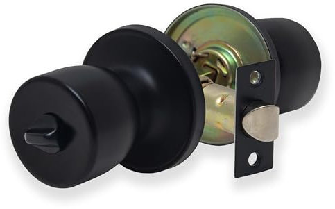 XFORT Tulip Privacy Knob – Poignée à Condamnation pour Portes Intérieures en Bois – Bouton Poignée de Porte pour Salle de bain, WC et Toilettes – Finition Noir Mat– Kit Complet