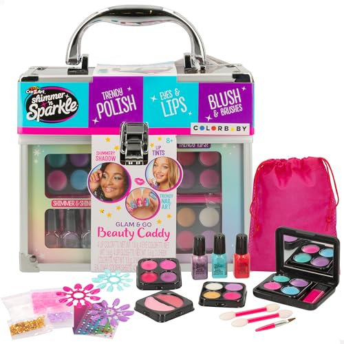 ColorBaby Shimmer N Sparkle 47086 Make-up-Set für Kinder, Go Glam, Koffer, ungiftig, Nagellack, Mädchen, Aufkleber, Glitzer, Spielzeug für Mädchen ab 8 Jahren, Beauty-Etui, Geschenke für Kinder