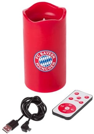 FC Bayern München LED Kerze mit Leuchtfunktion Rot I Fußball