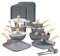 DishDelight 17 Piece Nonstick Pots & Pans Set，Induction Nonstick Kitchen Cookware Sets，Nonstick Induction Cookware w/ Frying Pans & Saucepan Set，Non-toxic Kitchen Cooking Set，Gray (KA-CS01-014-Bgrey)