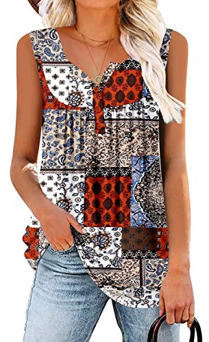 CHICZONE Womens Tops V Neck T-Shirts Swing Tunic Loose Button Down Blouses Summer Tank Tops