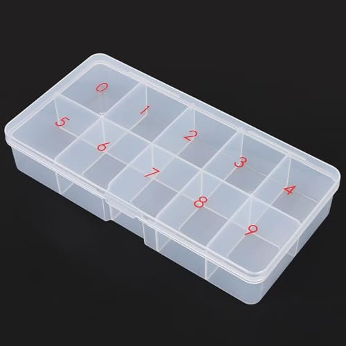 EVERMARKET Clear Plastic Bead Storage Containers, Nail Box Storage Case Container, Flip Top Jewelry Boxes Organizers for Jewelry Making and Crafts，Beads Rings Earrings, False Nail Tips Art (10 Grids)