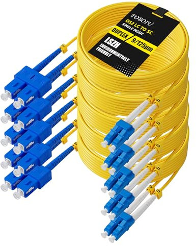 Foboiu Lot de 5 câbles de raccordement en fibre optique monomode LC vers SC OS2 SC vers LC UPC/UPC, 9/125 um, LZSH, 1 G/10 Go, jaune, 10 m