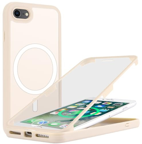 SunYoo for iPhone SE 2022/2020 iPhone 8 Case with Screen Protector, Compatible with Magsafe, for iPhone 8 Case Built in Screen Protector, Slim Protective Shockproof Phone Cover-Beige