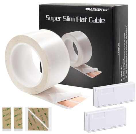 FRANKEVER 16 Gauge Super Flat Cable, Self-Adhesive Insulated Cable, 2.36“ Wide x 32.8ft Long, Suitable for Audio Cable, LED Lighting and Other Low Voltage Devices