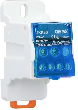 Jadeshay Abzweigklemme Hutschiene UKK-80A 1 In 6 Out Hauptleitungsabzweigklemme Verteilerkasten Klemmleisten klemmblock hutschiene für Elektrotechnik-Verteilerschränke