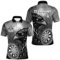 Personalisierte graue Dartboard-Feuer-Adler-Dartshirts für Herren & Damen, Coole Dart-Team-Trikots T1864