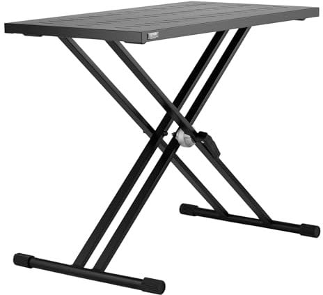 VEVOR DJ Table Stand, 32 x 20 Portable DJ Laptop and Controller Stand, Lightweight DJ Desk DJ Booth Adjustable Height DJ Stand, Foldable Double-X Braced Keyboard Stand & Tabletop, Audio Mixer Stand