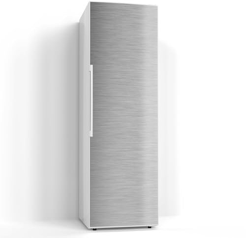 DEQORI Lámina magnética para frigorífico, 60 x 190 cm, diseño de acero cepillado, alfombrilla magnética decorativa para congelador, lámina decorativa autoadhesiva, magnética e impermeable