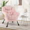 RELAX4LIFE Fauteuil Relax en Sherpa, Fauteuil Salon Design Scandinave avec Appui-tête-Poche Latérale-Patins Antidérapants pour Chambre Salon Bureau, Rose