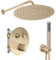 Rea Ensemble de douche encastré LUNGO BRUSH GOLD BOX Système de Douche en Laiton Pour Salle de Bain (Or brossé)