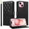 Trugox Wallet Case for Apple iPhone 15 Phone Case Leather with Bank Card Holder Cash Purse Stand Flap Folio Book Folding Flip Case Cover Women Shockproof - Black