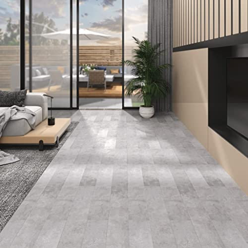 AJJHUUKI Hardware, Baumaterialien, Bodenbelag & Teppich, PVC, Bodenbelag Dielen, 5,02 m², 2 mm, selbstklebend, Erdgrau