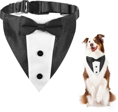 Hund Smoking Bandana Halsband Hochzeit Fliege für Hunde Fliege Verstellbar für Krawatte Haustiere Formelle Halsketten Hund Welpe Kätzchen Hochzeit Geburtstag Schwarz Weiss