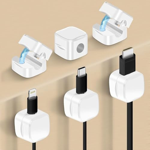 6 Stück Kabel Halter Ladekabel Halterung Kabelhalter Magnetisch Kabelclips Kabelhalter Schreibtisch Cable Clips für Schreibtisch Zuhause Büro Auto (Weiß)