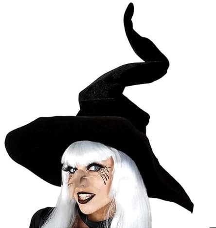 Gwezmxs Zauberer Hut mit Gebogener Unisex, Bekleidungszubehör für Halloween/Hexer-Cosplay, Schwarz
